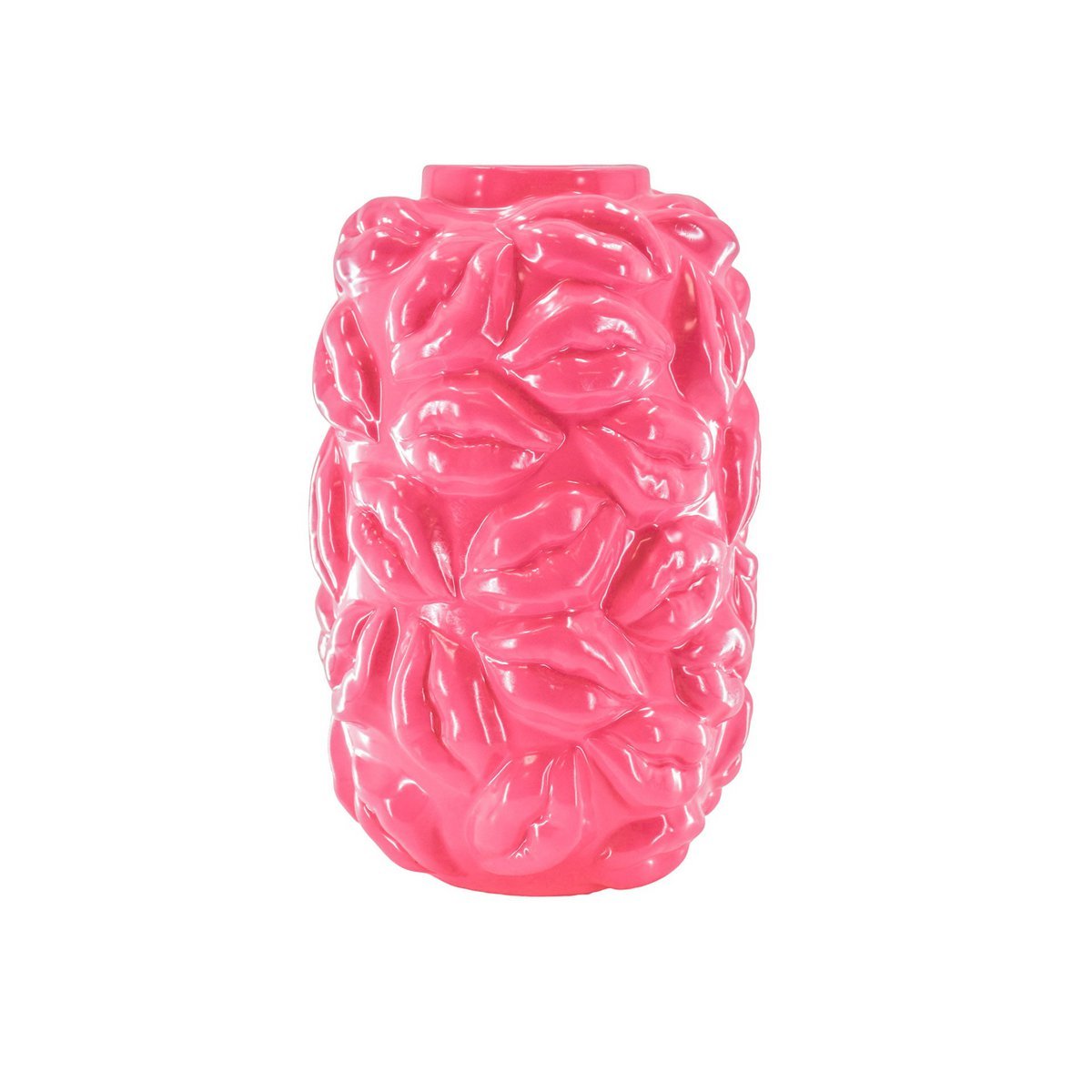 Vaas - Kisses - Keramiek - Neon Roze - 17x17x27cm