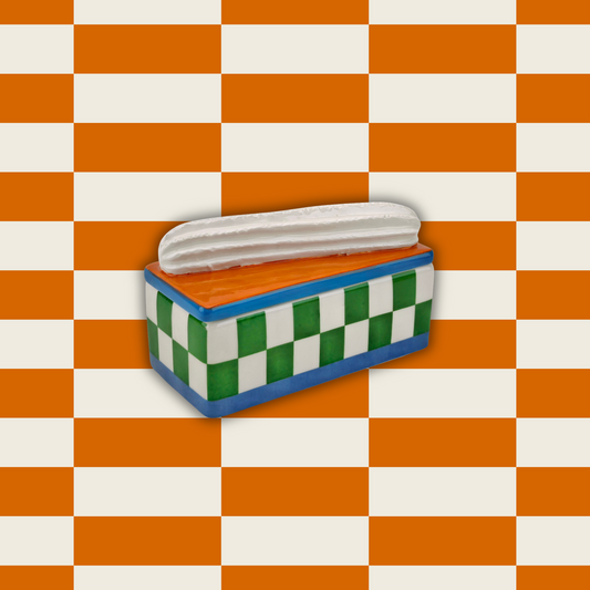 Voorraadpot - Tompouche - Groen/Oranje - 14X6X6Cm