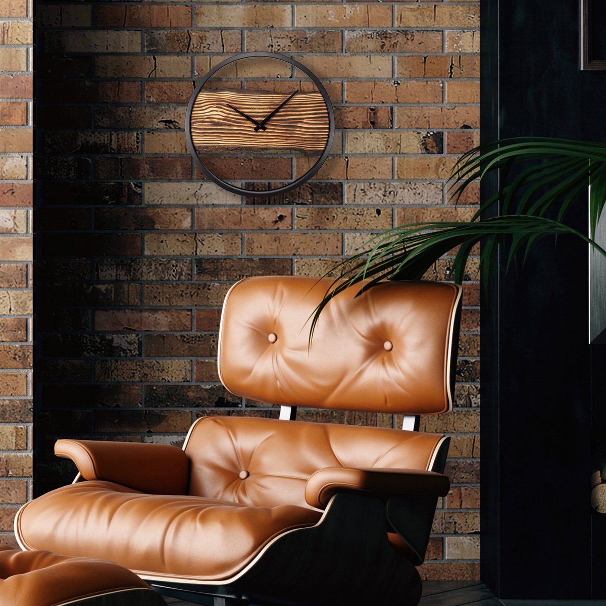 Houten Wandklok - Stil - 30Cm - Hout/ Metaal - Bos