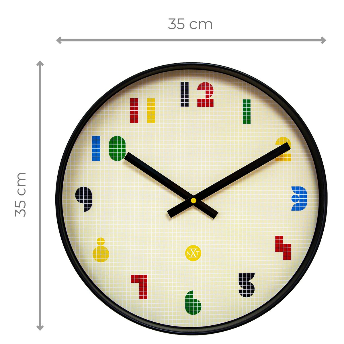 Wandklok 35Cm-Silent-Zwart/Meerkleurig-Abs- Nxt 'Bit'