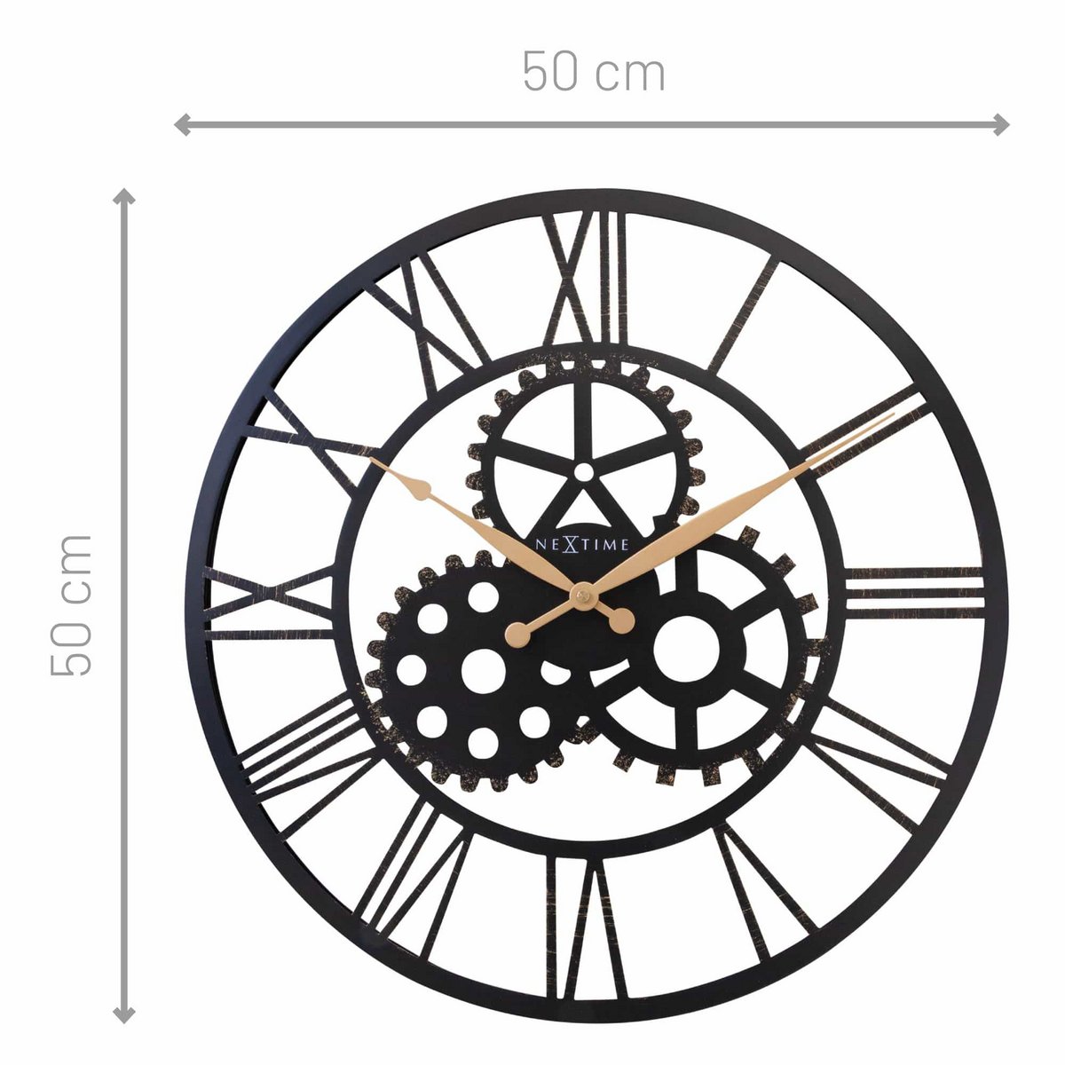Romeinse Wandklok - 50Cm - Stil - Groot - Metaal - "Birmingham"