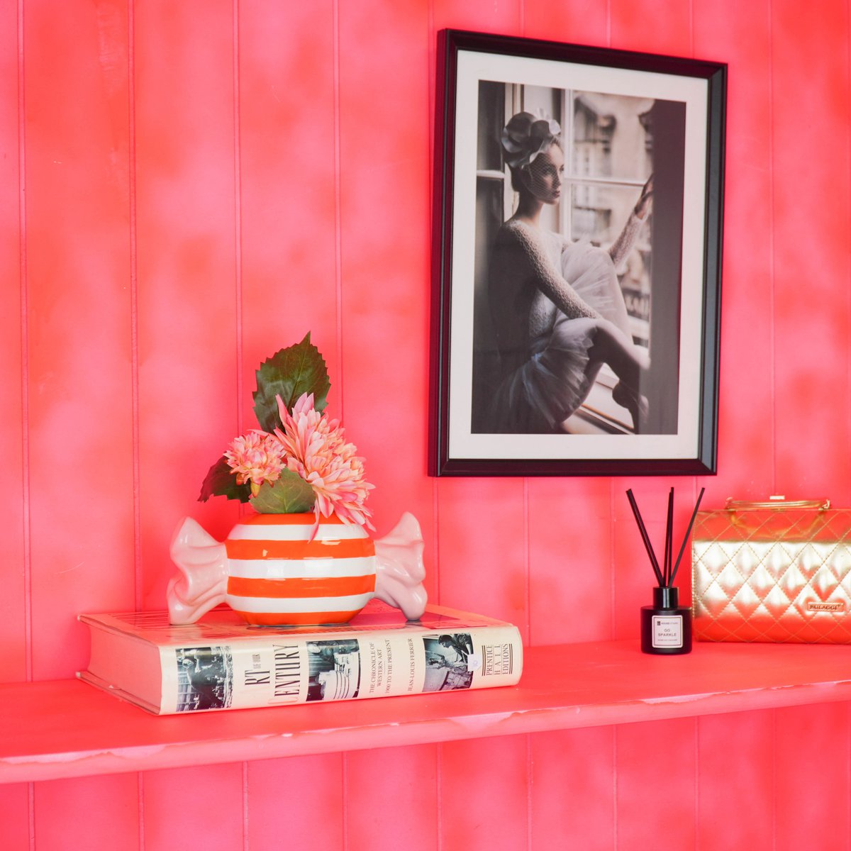 Pot - Bloempot - Toffee Candy - Oranje/Roze - 21X9,5X9,5 Cm
