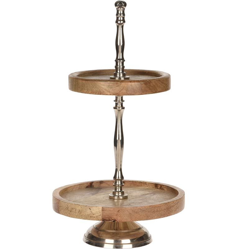 Etagere 2-Laags - Mangohout Met Metaal