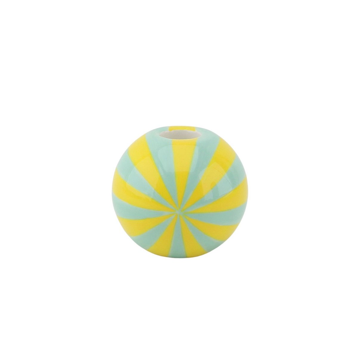 Kandelaar - Swirl - Dolomite - Geel/Mint - 7x7x7cm