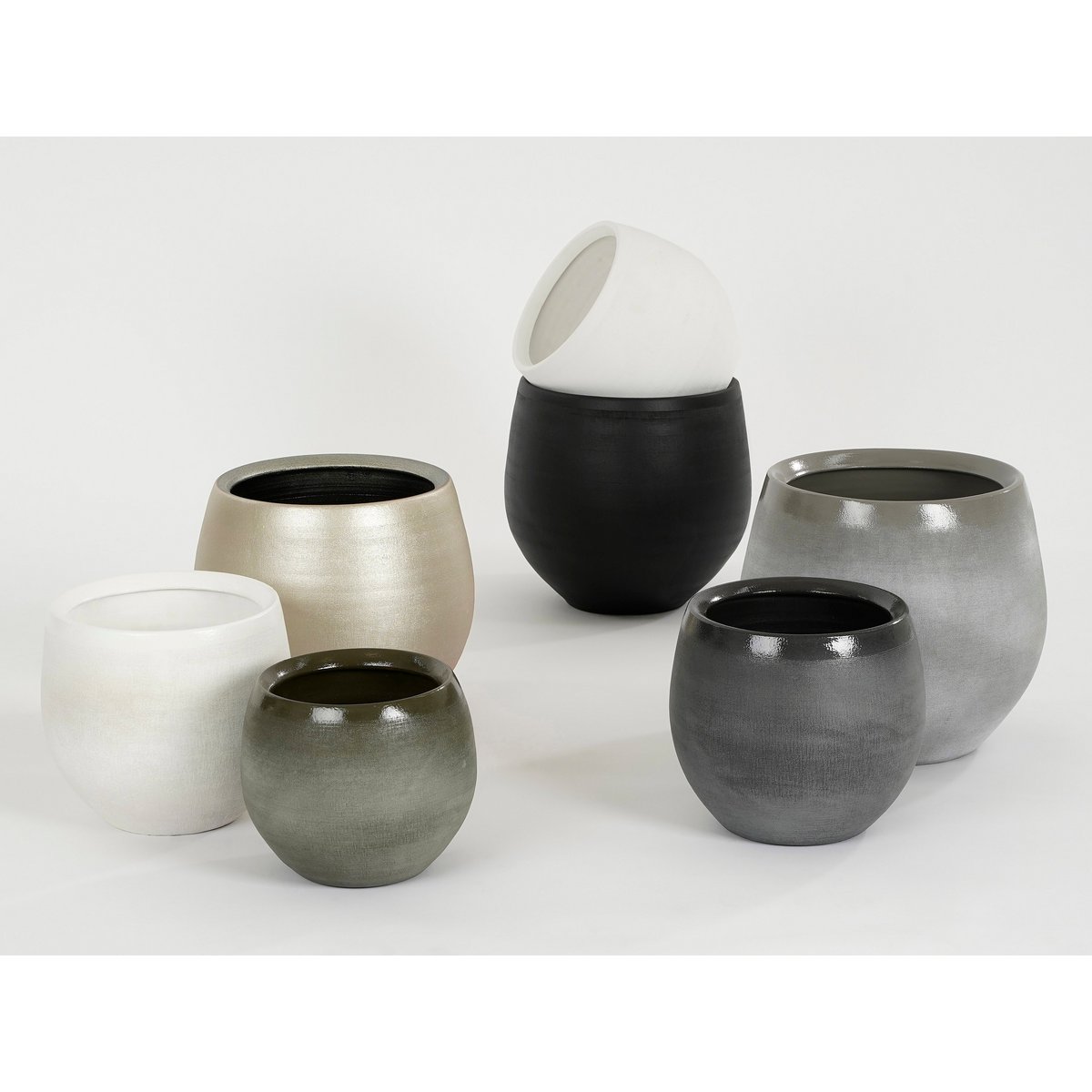 Douro Bloempot - H18 x Ø20 cm - Terracotta - Off White