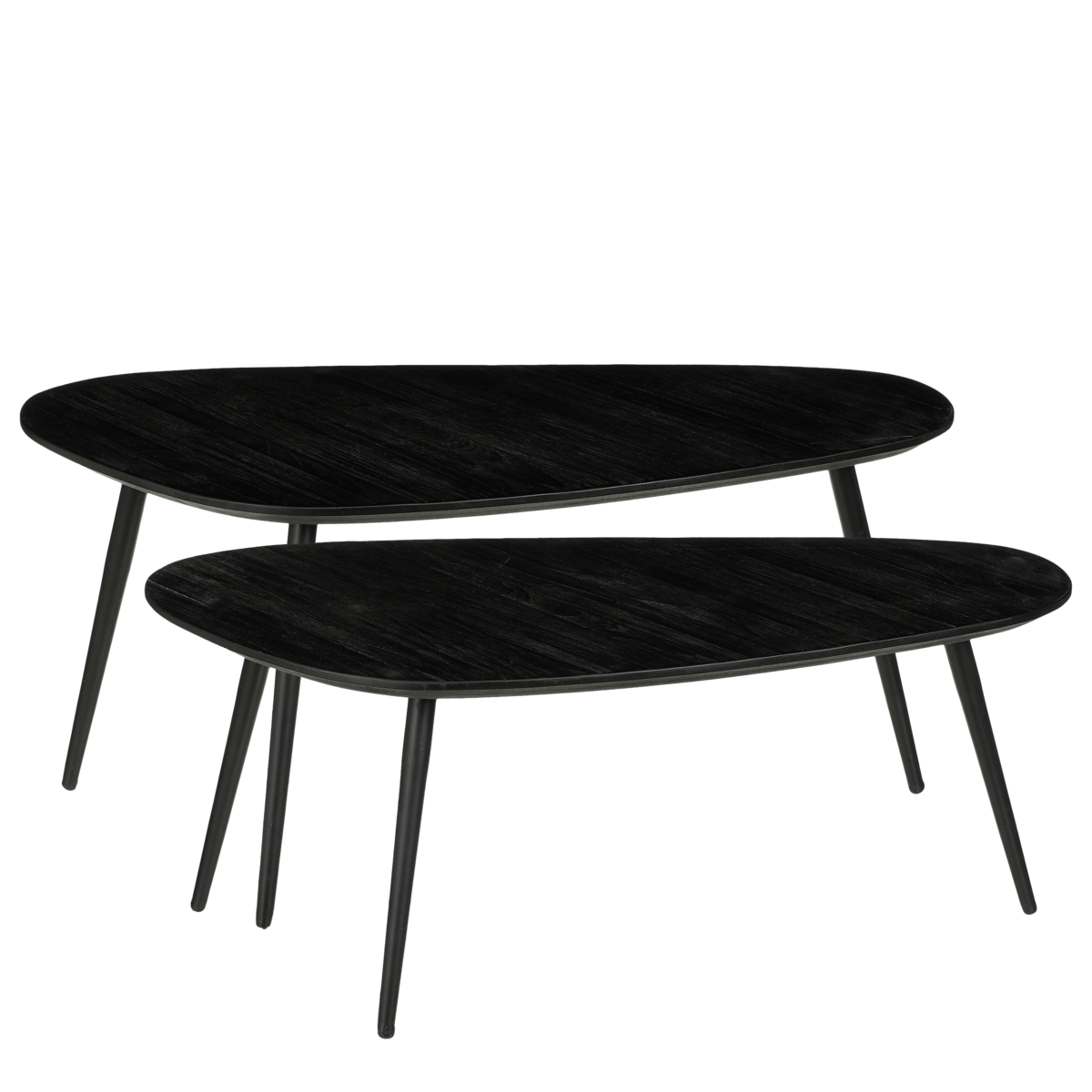 Jailey Bijzettafel - Set van 2 - L84 x B39 x H39 cm - Gerecycled Hout - Zwart