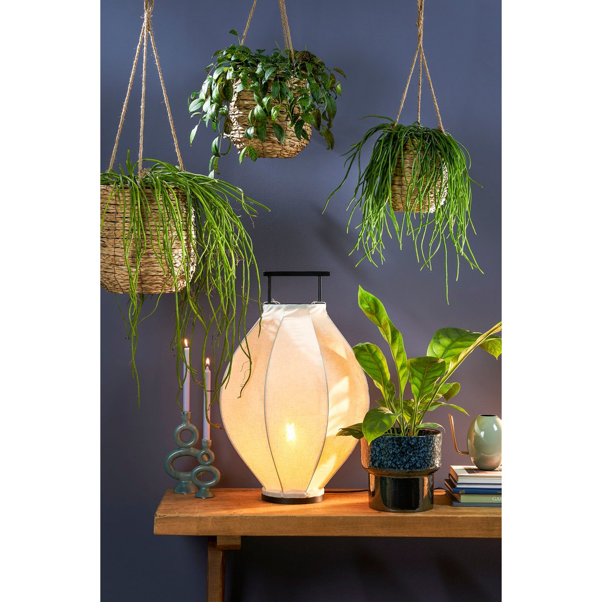 Avalon Hangpot - Set van 3 - H90 x Ø30 cm - Zeegras - Lichtbruin