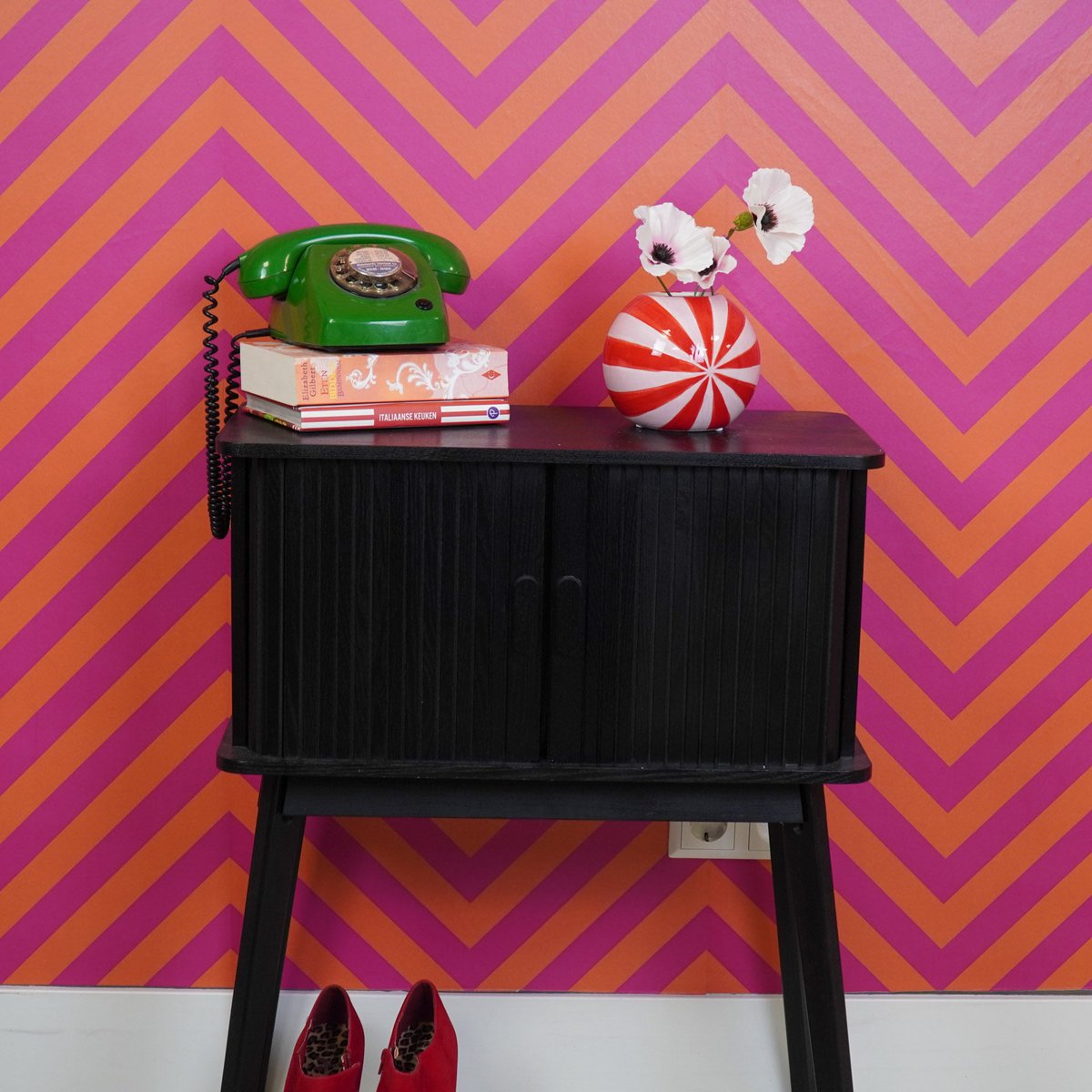 Vaas - Bloemvaas Swirl - Rood/roze - 15x15x15cm