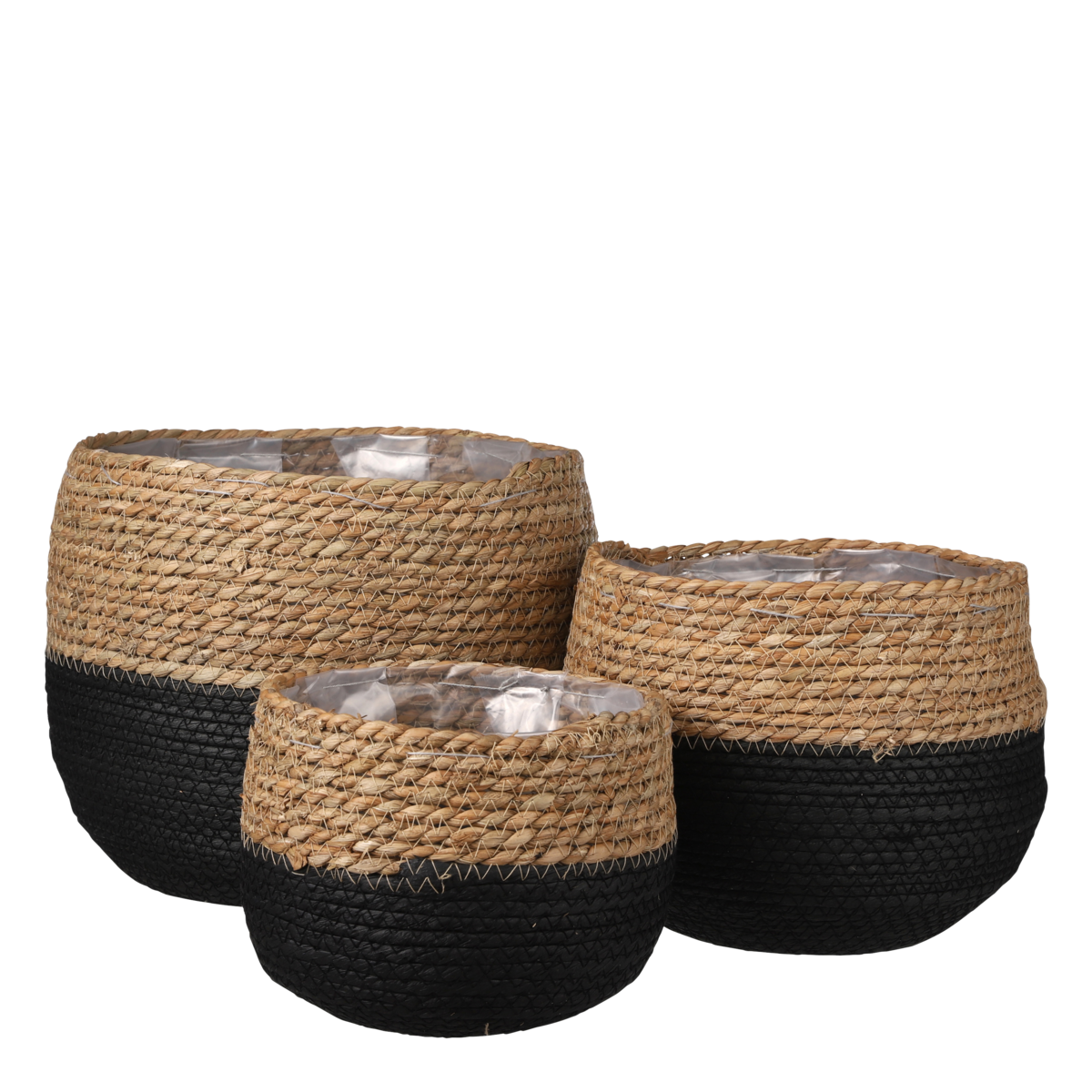 Jorck Plantenmand - Set van 3 - H24 x Ø26 cm - Zwart