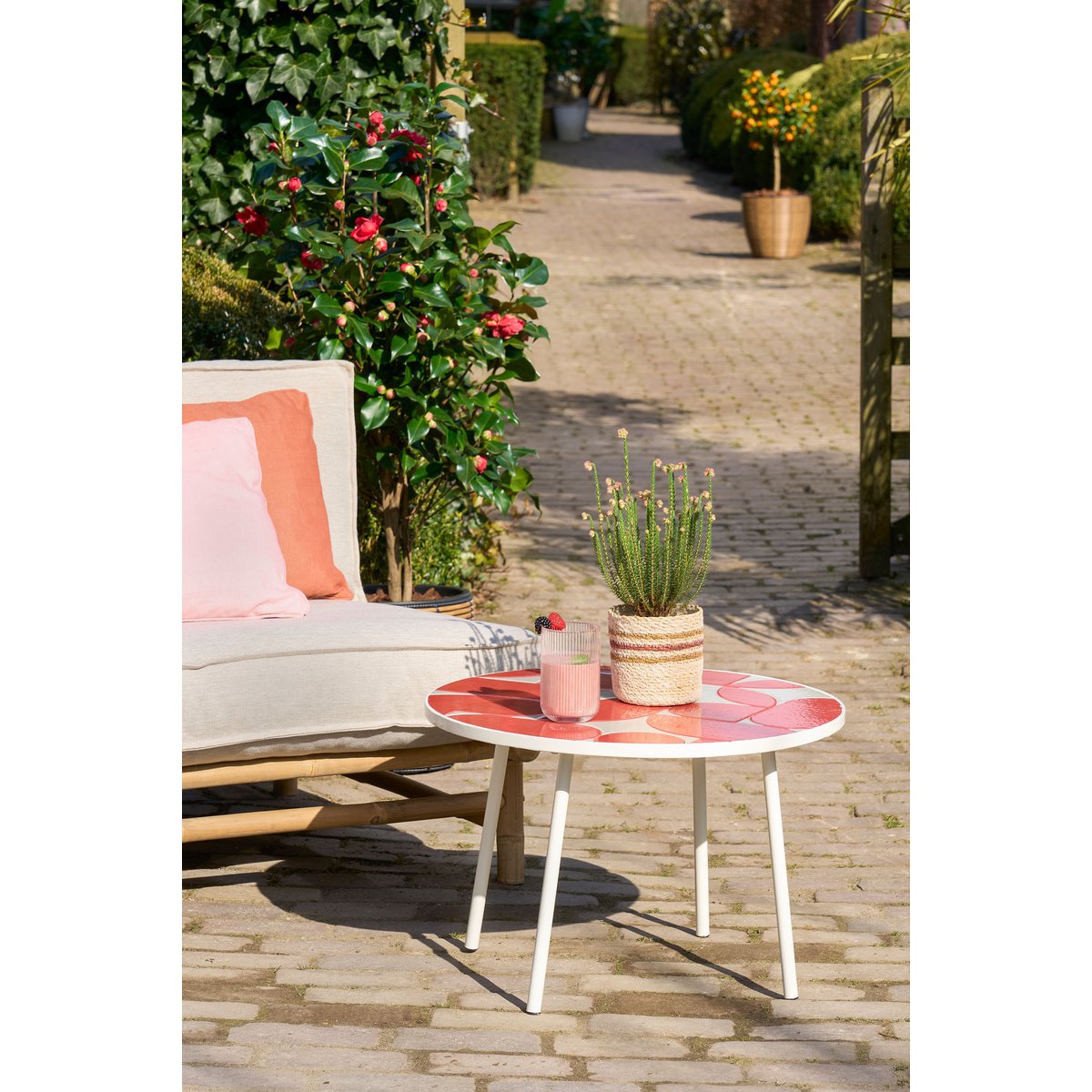 Bologna Bijzettafel Buiten - H38 x Ø58 cm - Metaal - Rood