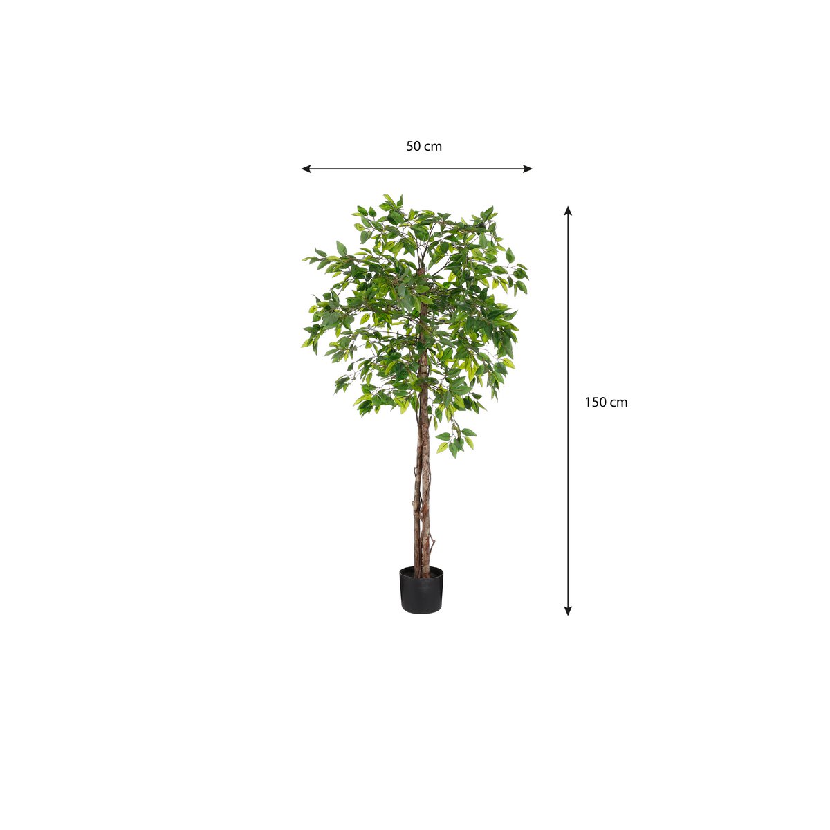 Ficus Kunstplant in Bloempot - H150 x Ø50 cm - Groen