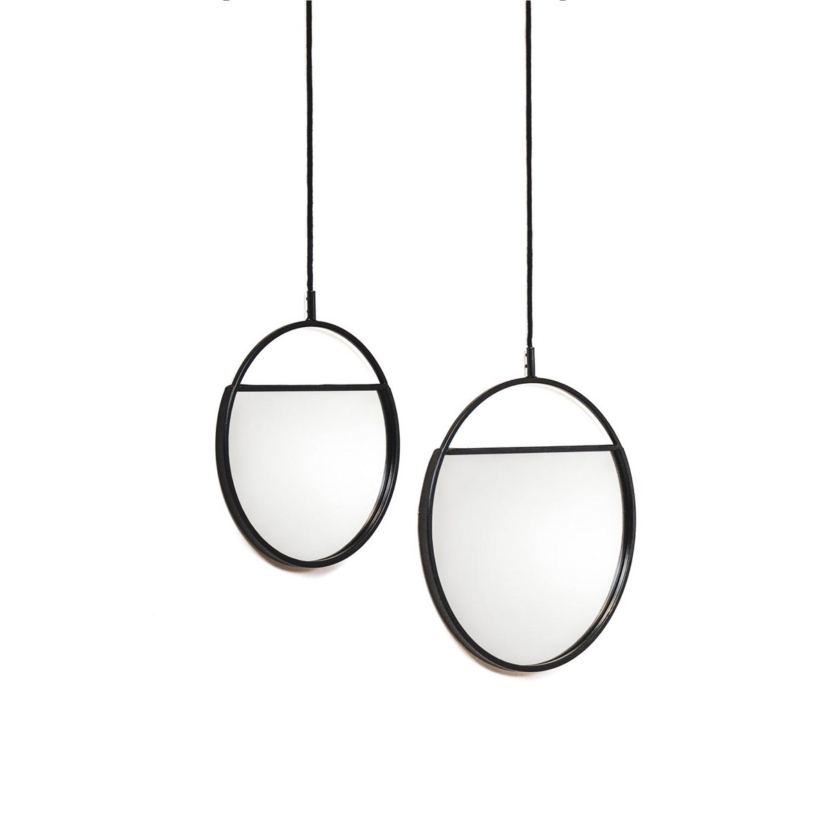 Mirror - Round Wall Mirrors - Metal - Black -S2- 25x90 & 30x100