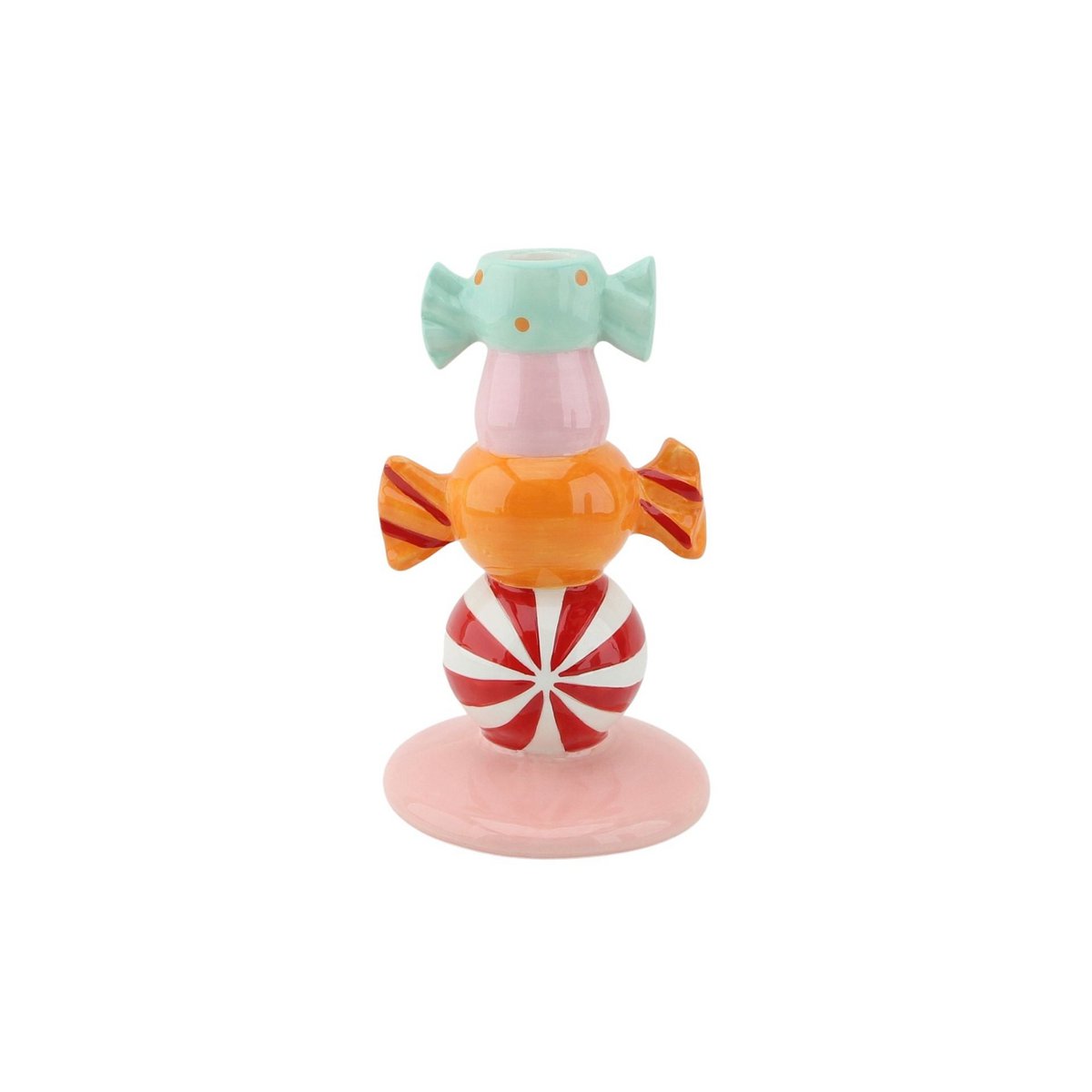 Kandelaar met toffee candy-multi kleur-11x11x18cm