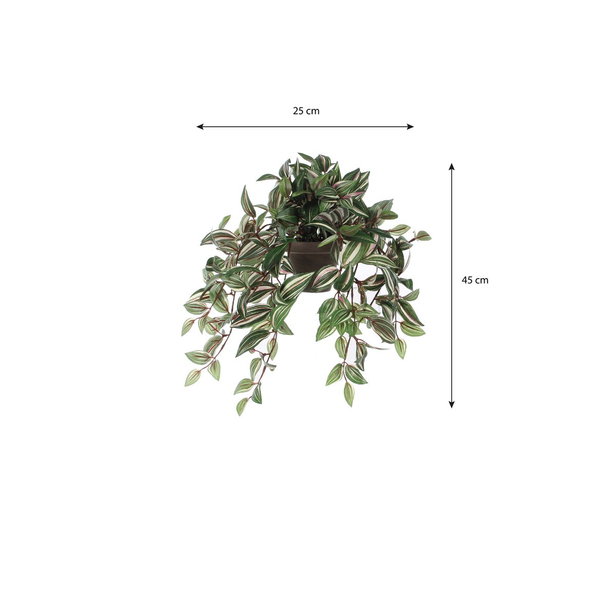 Tradescantia Kunst Hangplant in Bloempot Stan - H45 x Ø25 cm - Groen