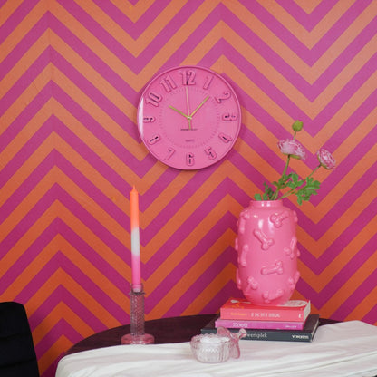 Klok- wandkloknummers- neon roze -30x30x4cm