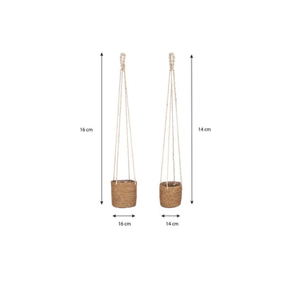 Atlantic Plantenmand - Set van 2 - H16 x Ø16 cm - Lichtbruin