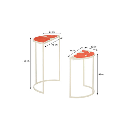 Bologna Bijzettafel Buiten - Set van 2 - L45 x B23 x H58 cm - Metaal - Rood