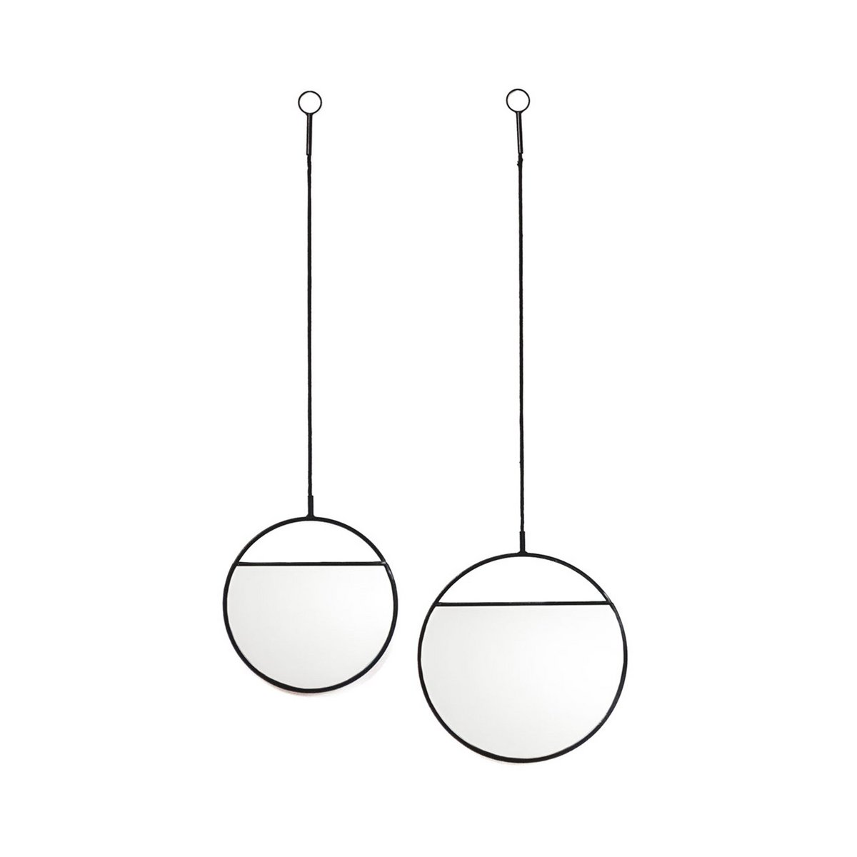 Mirror - Round Wall Mirrors - Metal - Black -S2- 25x90 & 30x100