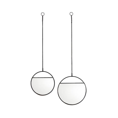 Mirror - Round Wall Mirrors - Metal - Black -S2- 25x90 & 30x100