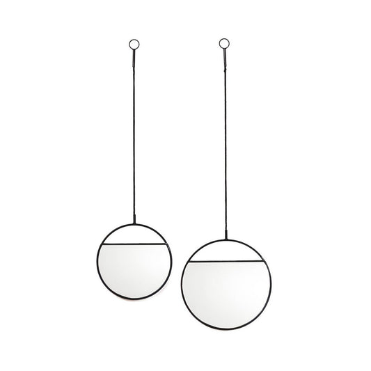 Mirror - Round Wall Mirrors - Metal - Black -S2- 25x90 & 30x100