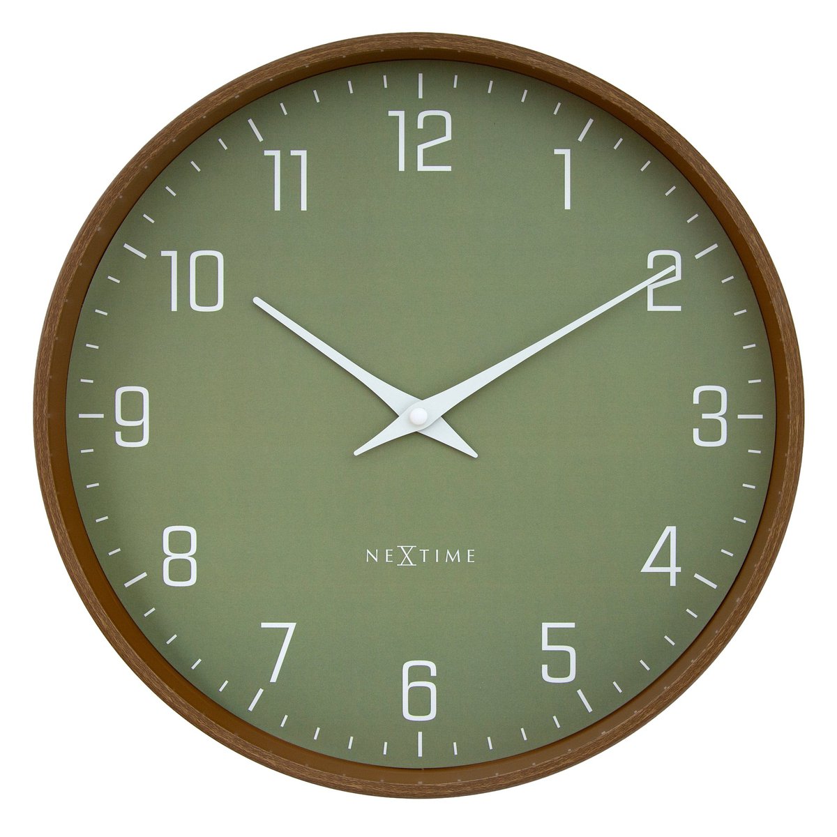 Wandklok 30Cm-Silent-Donker Houtpatroon-Plastic-Nextime 'Lyra'