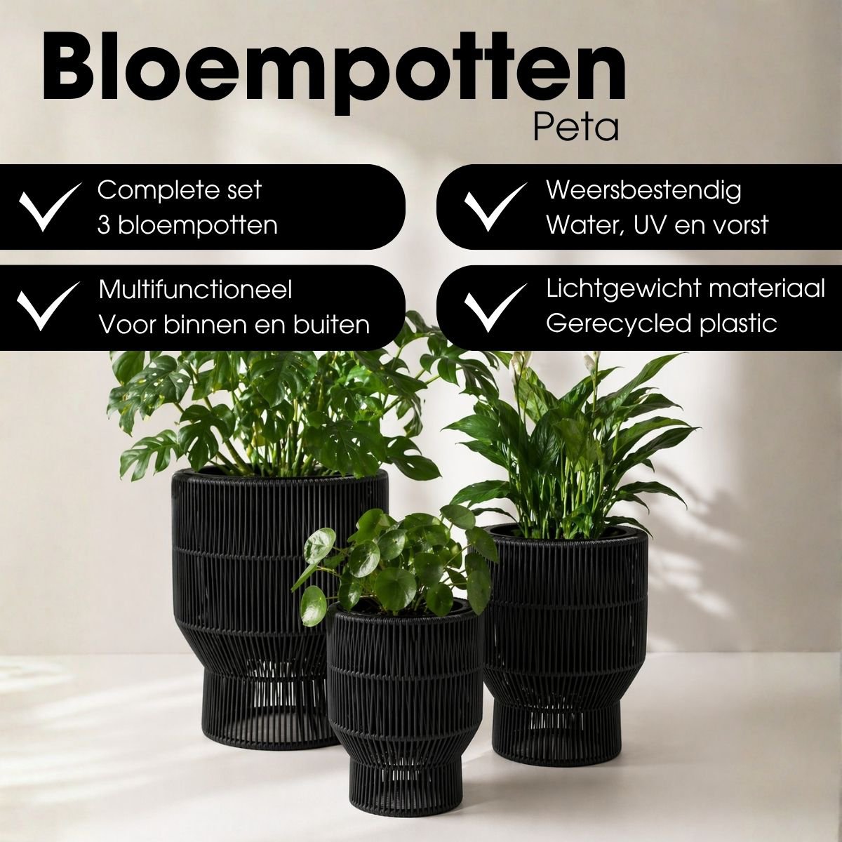Bloempot Buiten Peta Zwart