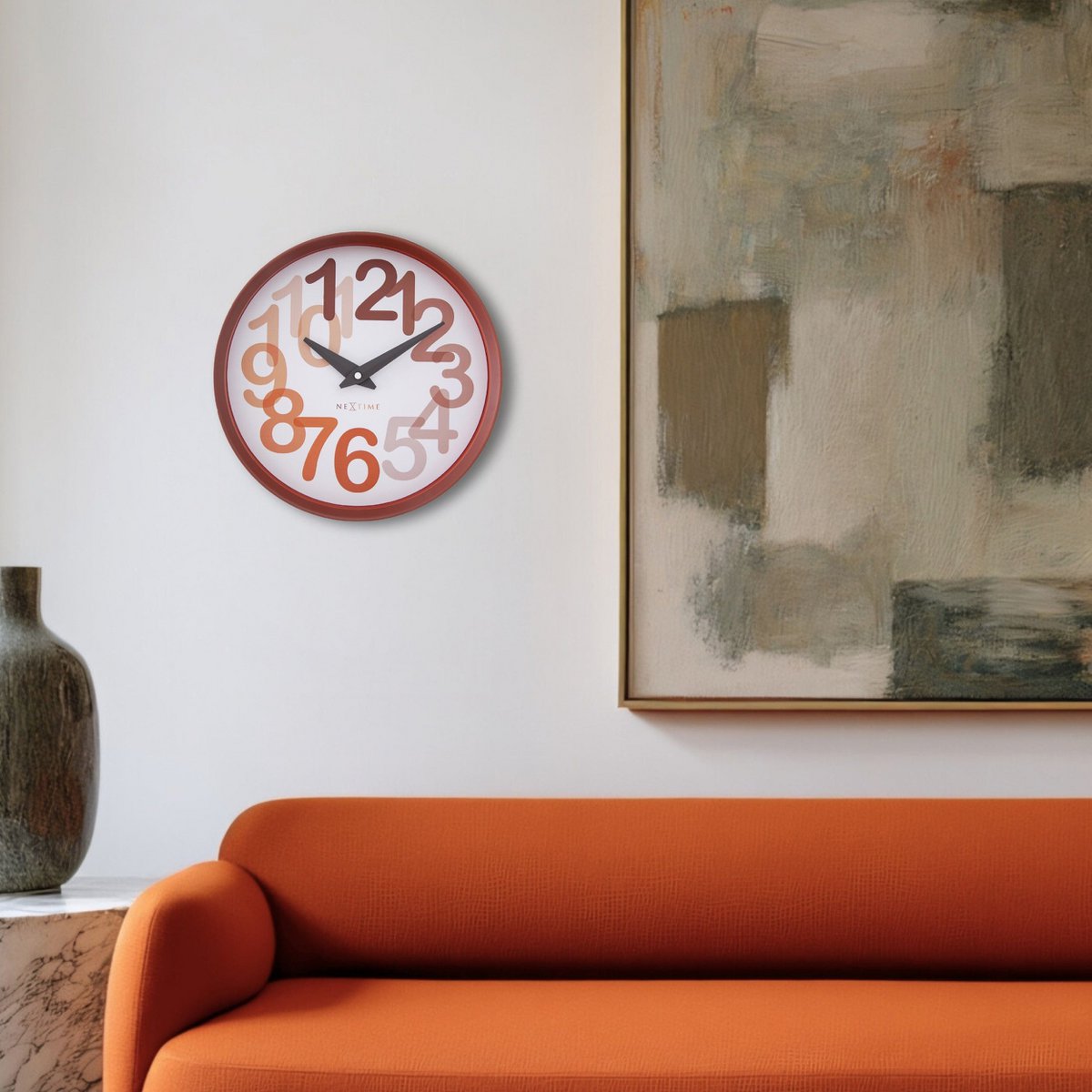 Wandklok 30Cm-Silent-Plastic-Nextime 'Big Number'