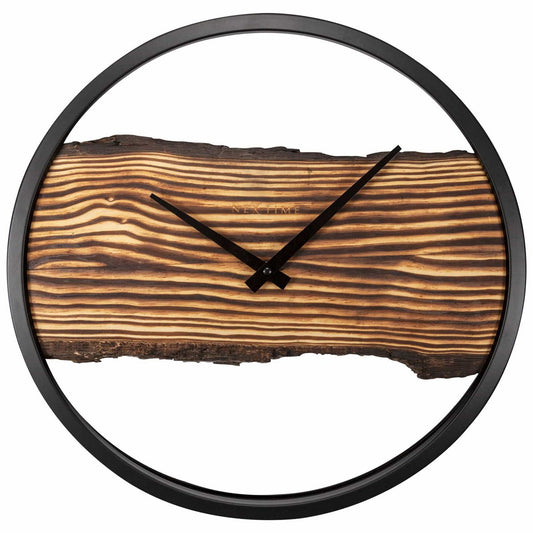 Houten Wandklok - Stil - 30Cm - Hout/ Metaal - Bos