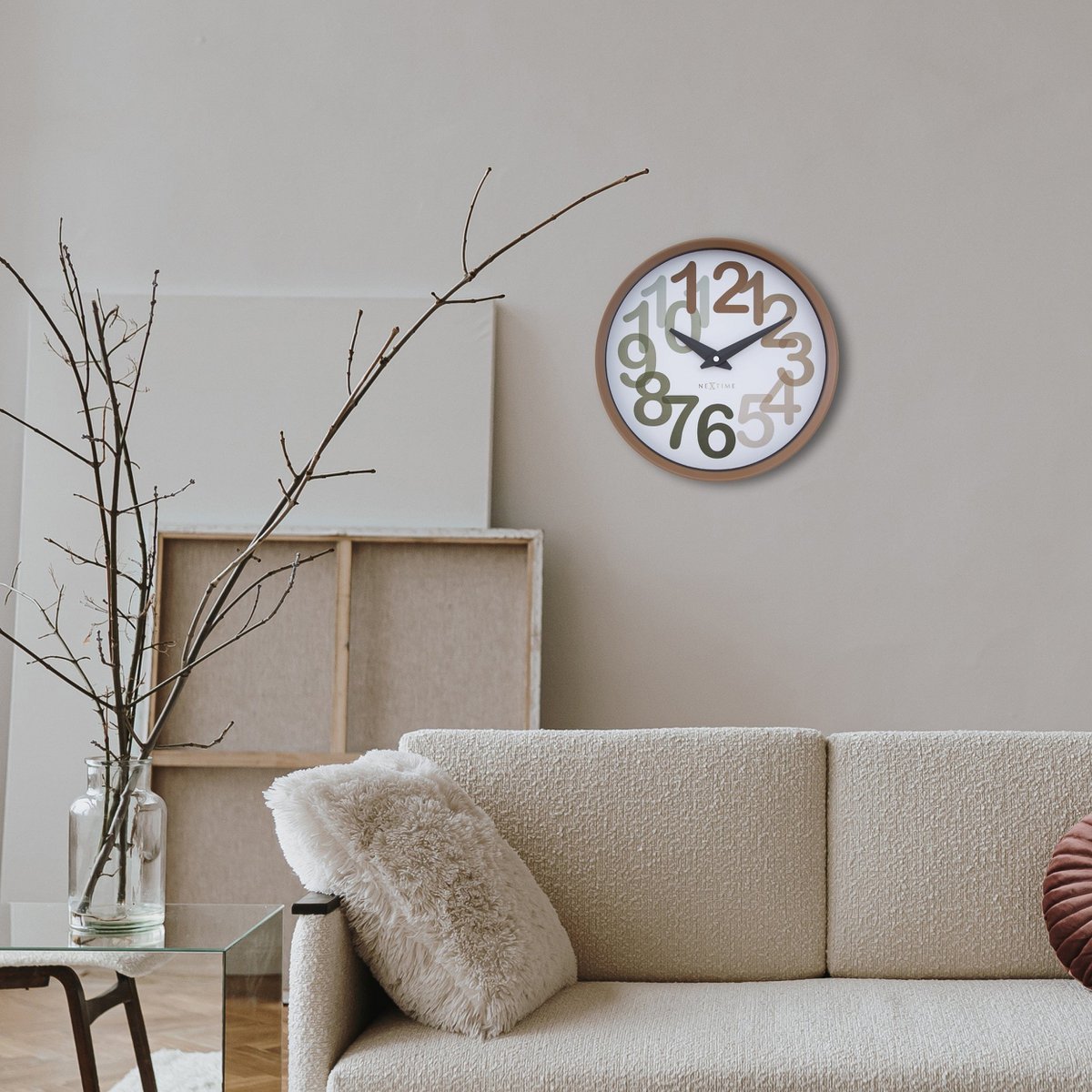 Wandklok 30Cm-Silent-Plastic-Nextime 'Big Number'