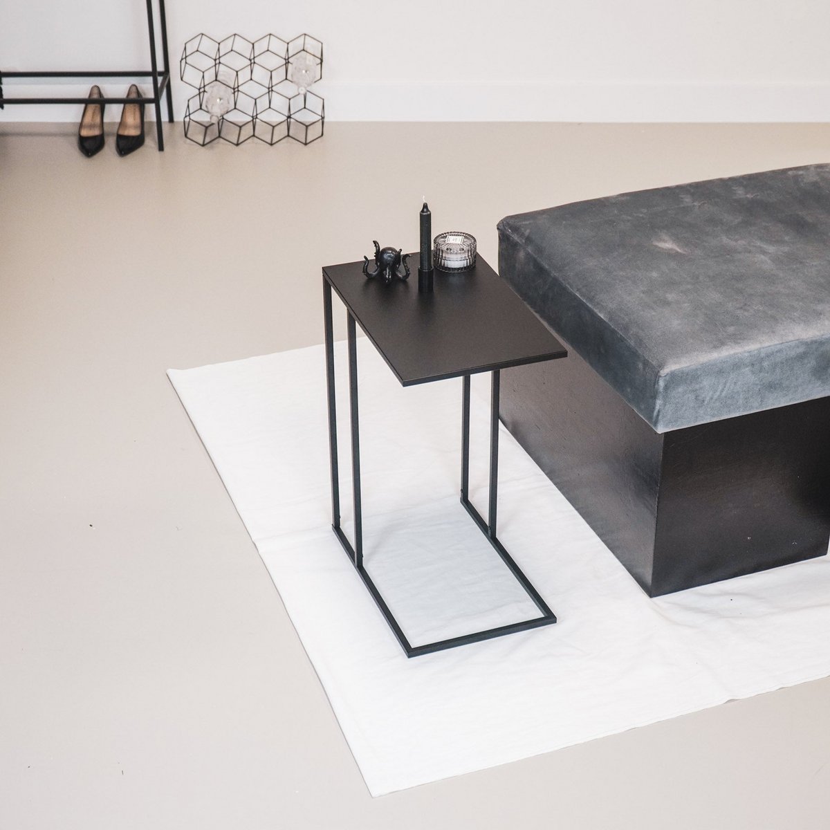 Bijzettafel - Metaal - Zwart - 45X30X60Cm