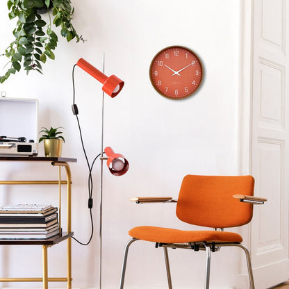 Wandklok 30Cm-Silent-Donker Houtpatroon-Plastic-Nextime 'Lyra'