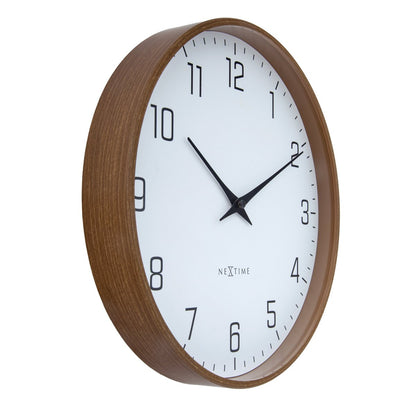 Wandklok 30Cm-Silent-Donker Houtpatroon-Plastic-Nextime 'Lyra'