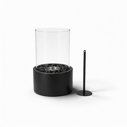 Tafelhaard - Rond - Metaal/Glas - Zwart - 18X18X26,5Cm