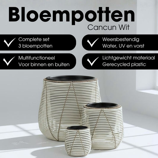 Bloempot Buiten Cancun Wit