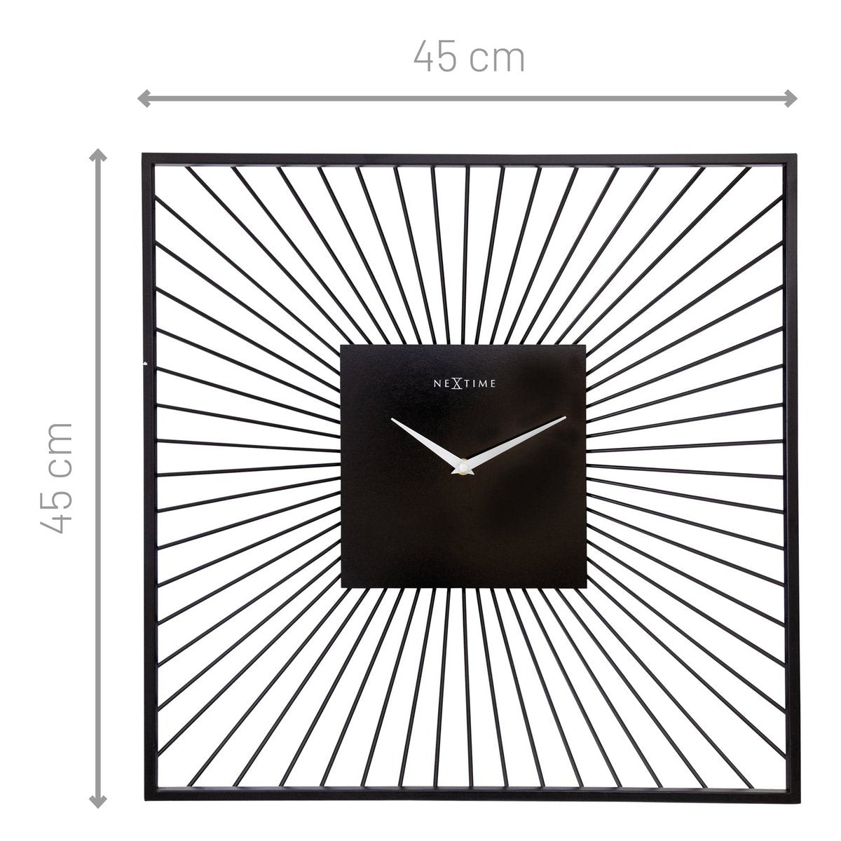 Wandklok 45X45X15Cm - Stil - Zwart - Metaal - "Vasco Square"