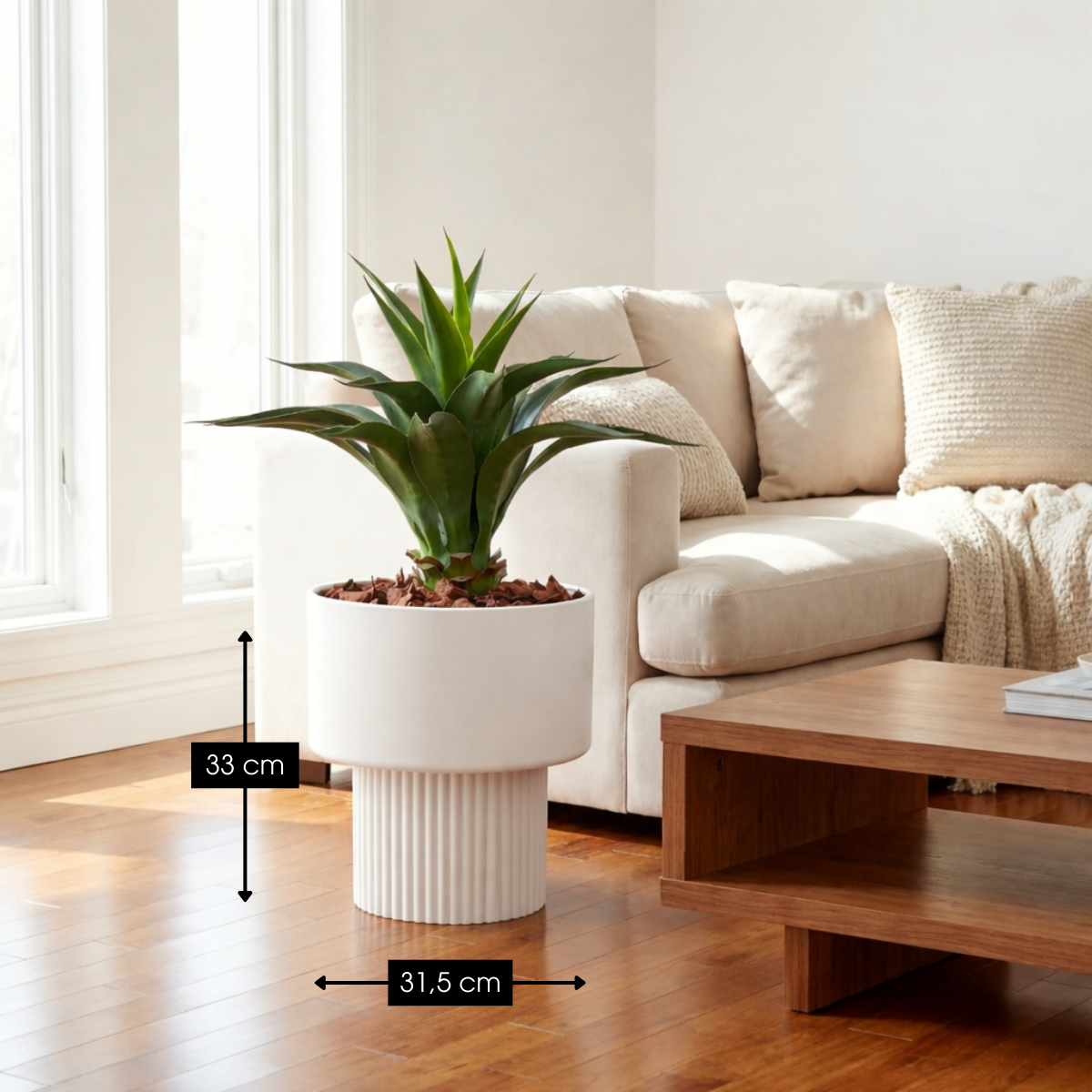 Bloempot Binnen Lux Gebroken Wit
