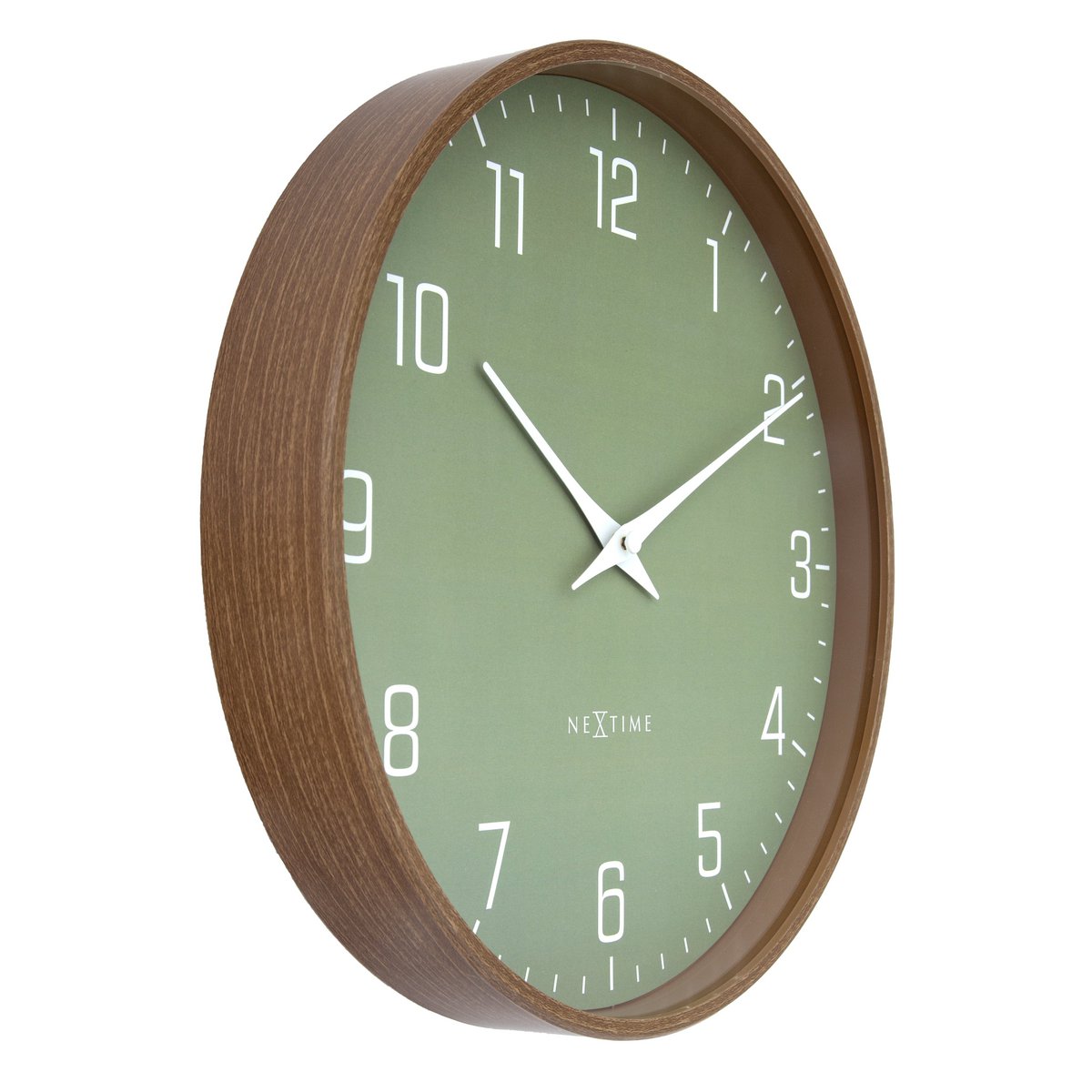 Wandklok 30Cm-Silent-Donker Houtpatroon-Plastic-Nextime 'Lyra'