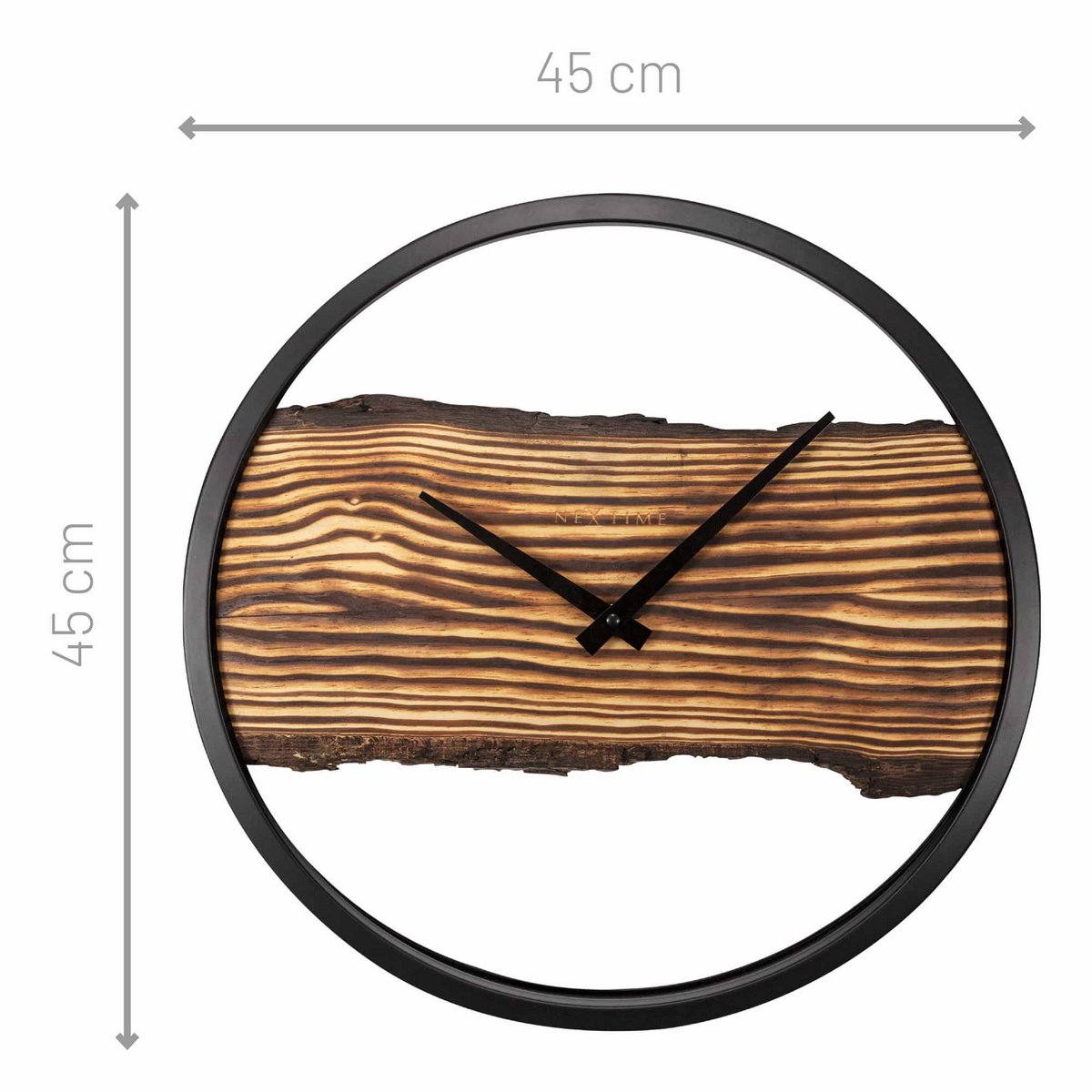 Houten Wandklok - Stil - 30Cm - Hout/ Metaal - Bos