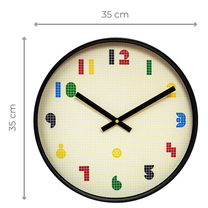 Wandklok 35Cm-Silent-Zwart/Meerkleurig-Abs- Nxt 'Bit'