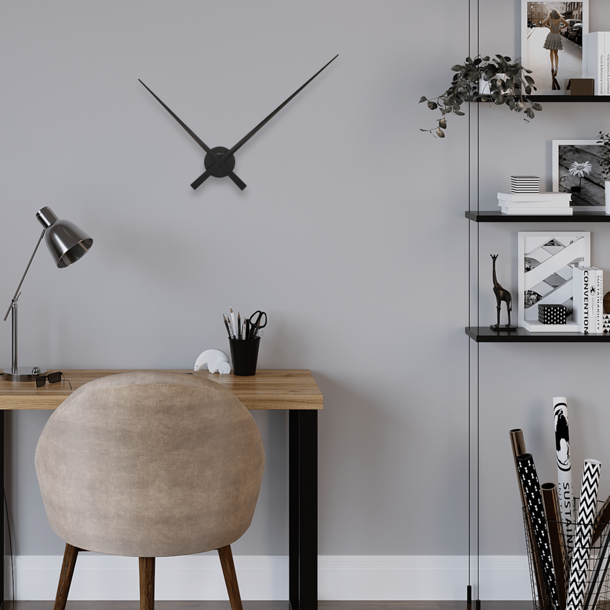 Grote Wandklok 85Cm-Aluminium-Nextime 'Hands'