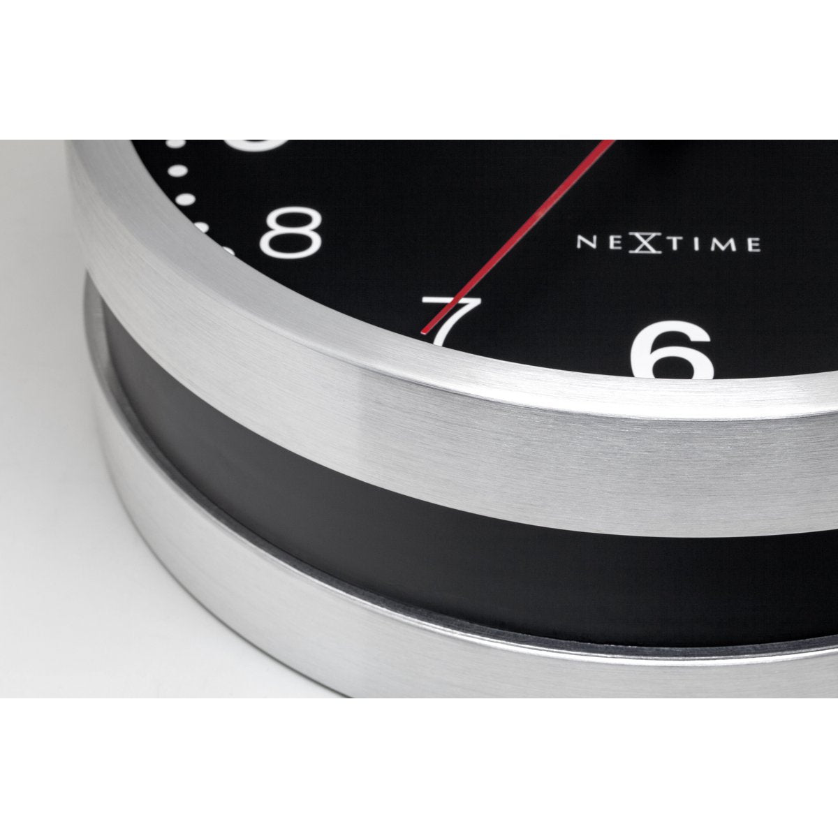 Wandklok 32,3X28X10Cm-Silent-Wit & Zwart-Aluminium-Nextime 'Double'
