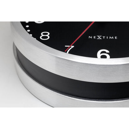 Wandklok 32,3X28X10Cm-Silent-Wit & Zwart-Aluminium-Nextime 'Double'