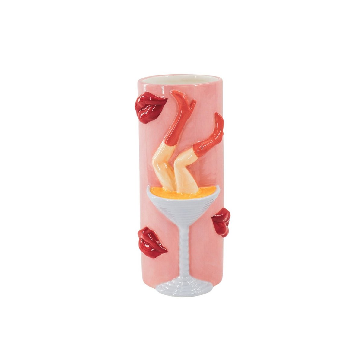 Bloemvaas- Pornstar Martini Vase- Ceramic-Roze/ Rood- 14X12,5X28 Cm