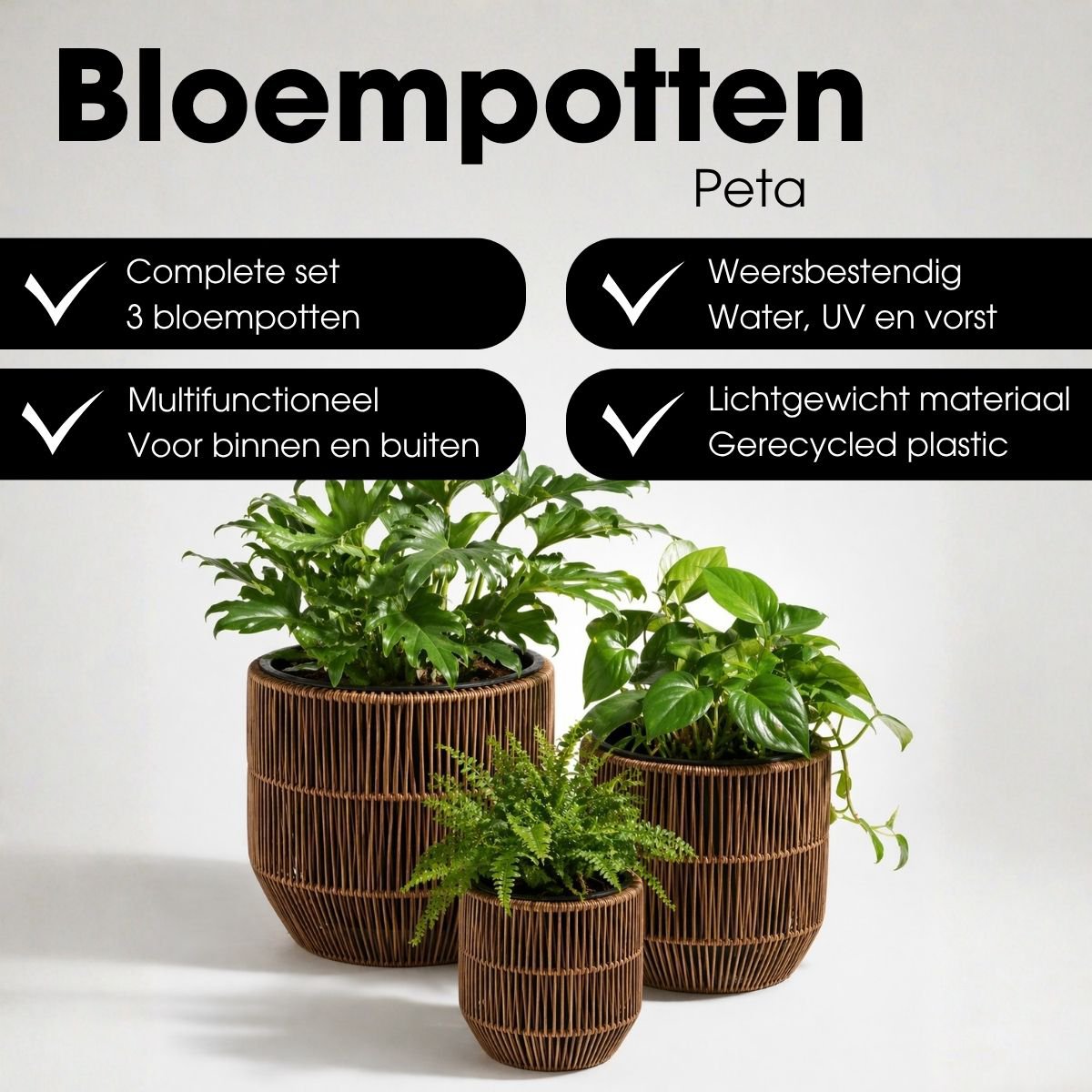 Bloempot Buiten Peta Donkerbruin