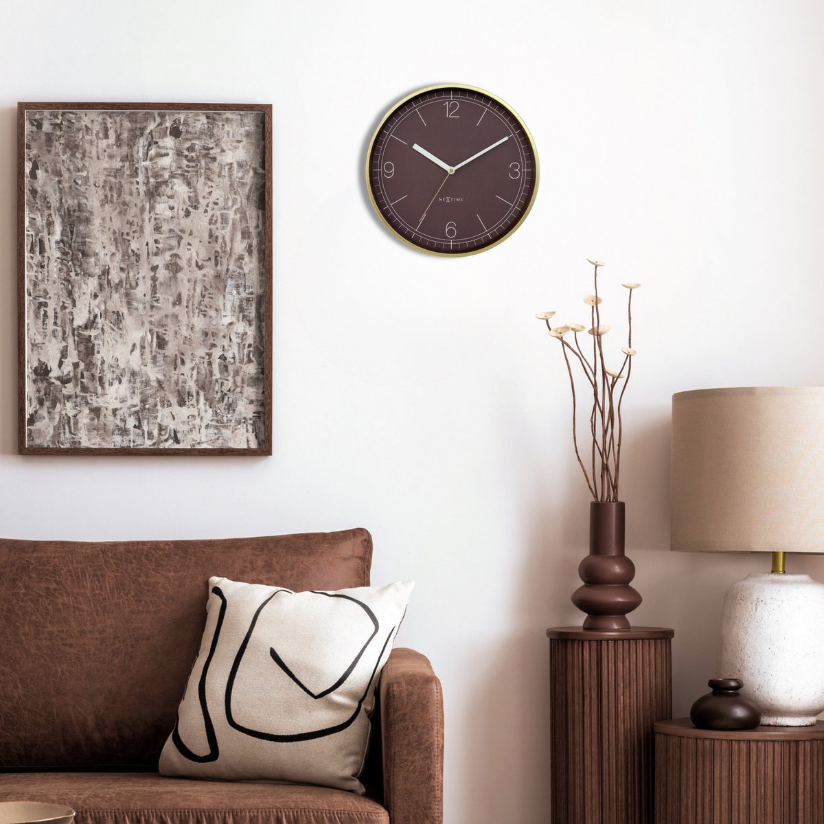 Wandklok 30Cm-Silent-Aluminium-Nextime 'Nova'