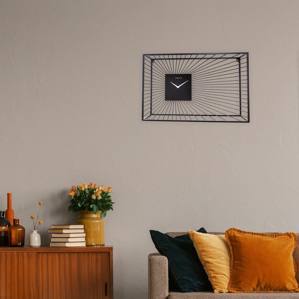 Grote Wandklok 70X45X15Cm - Stil - Zwart - Metaal - "Vasco"