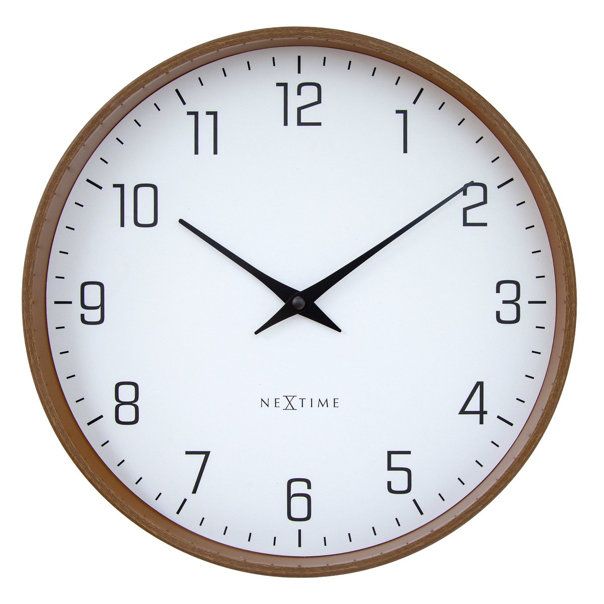 Wandklok 30Cm-Silent-Donker Houtpatroon-Plastic-Nextime 'Lyra'