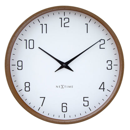 Wandklok 30Cm-Silent-Donker Houtpatroon-Plastic-Nextime 'Lyra'