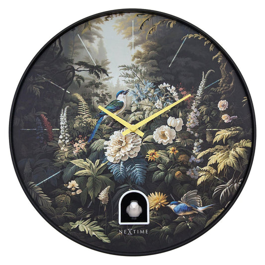Wandklok 30Cmø - Kunststof - Zwart - Koekoek - Nextime 'Vanity Cuckoo'