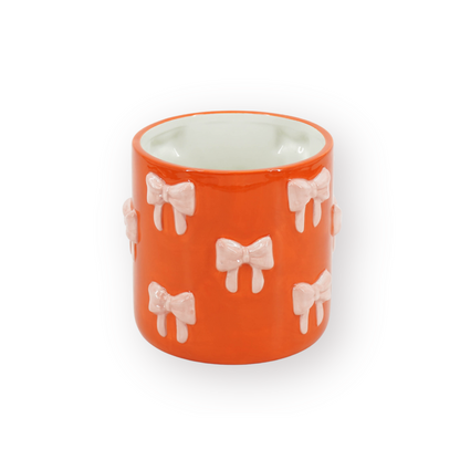 Pot - Bloempot - Strik - Oranje/Roze - 12,5X12,5X13Cm